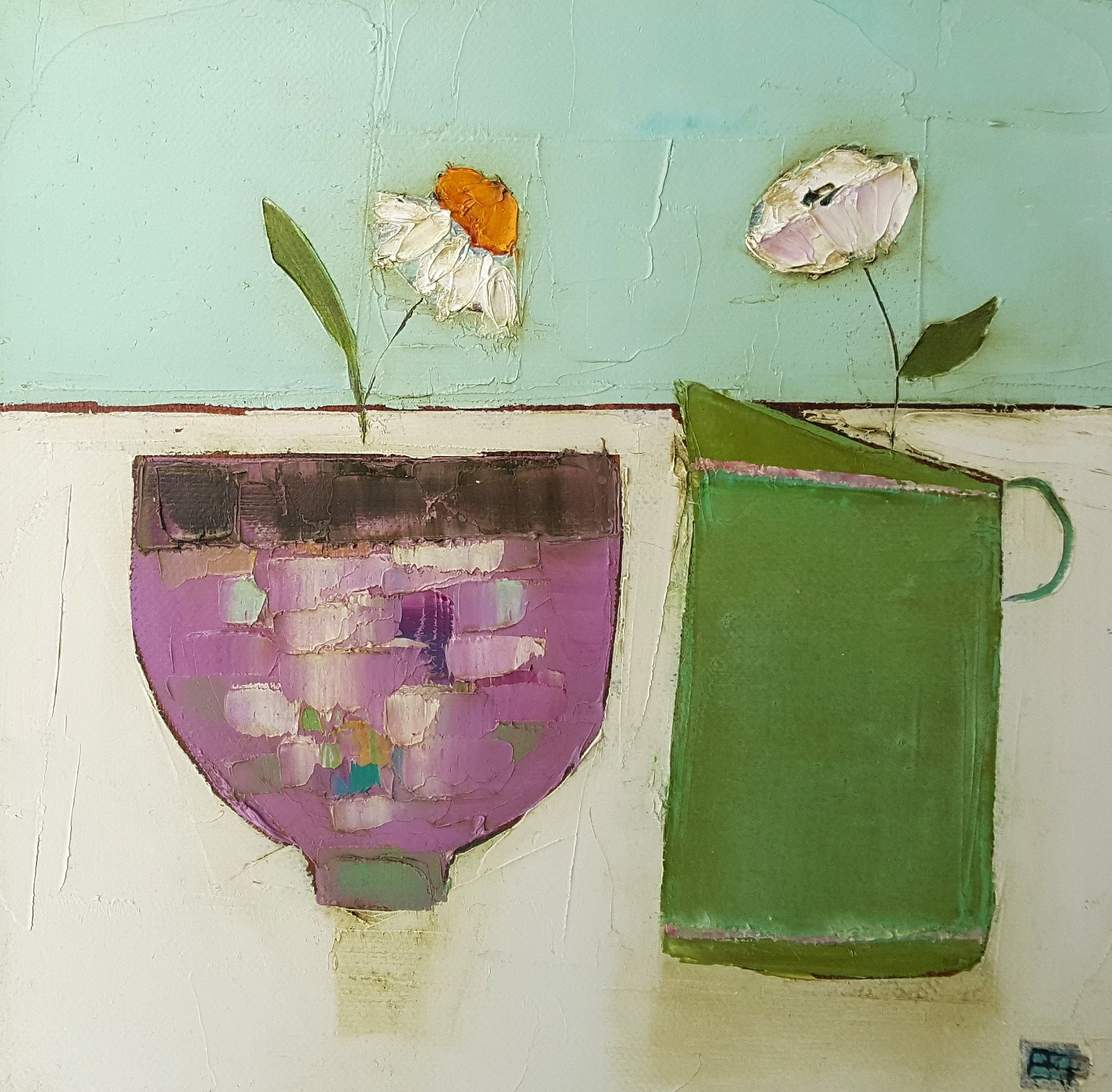 Eithne  Roberts - Pink bowl green jug